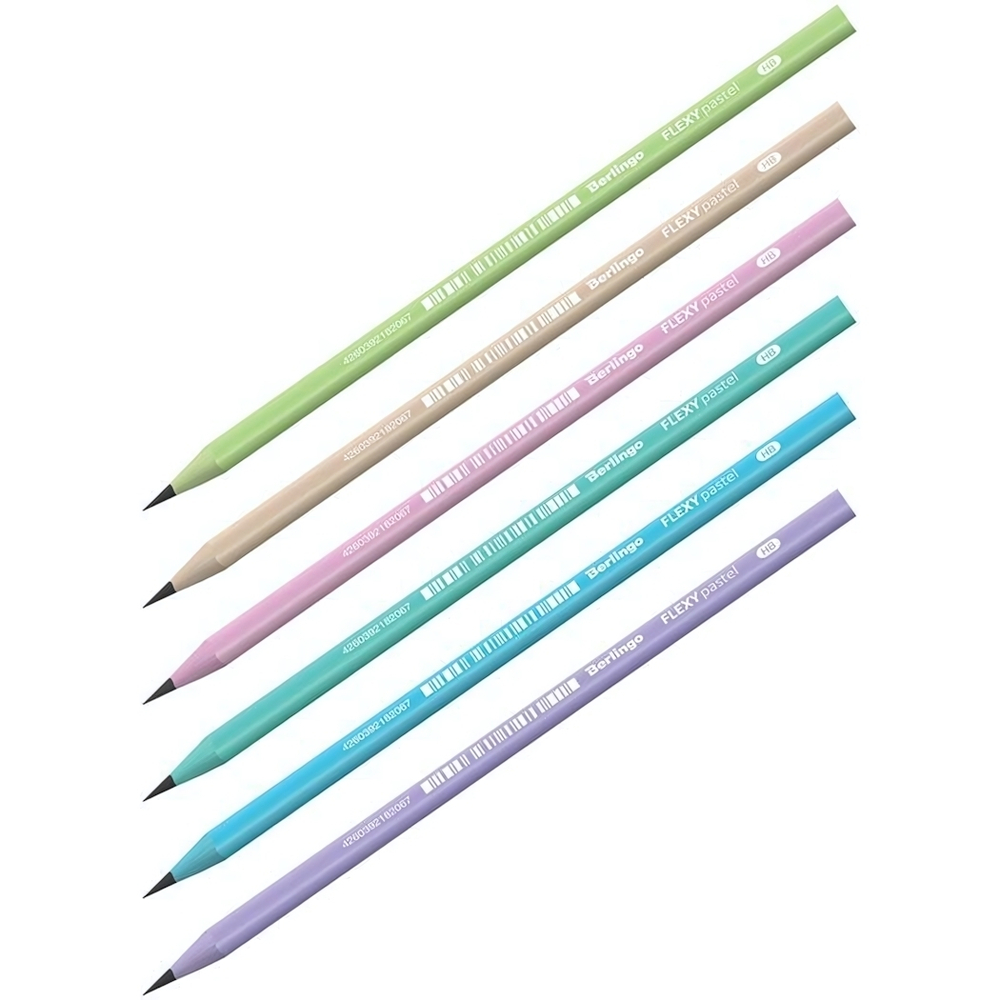 Карандаш ч/г HB трехгран.,заточен.,пласт. "Flexy Pastel" (Berlingo)