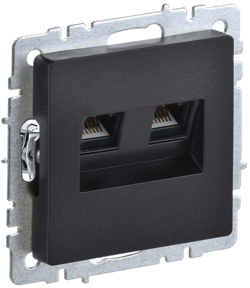 BRITE Розетка компьютерная двойная RJ45 кат.6 РК11-2-БрЧ черный IEK