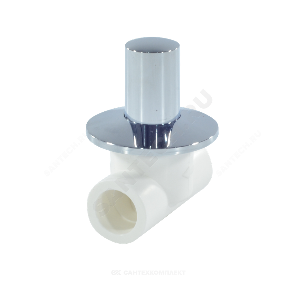 Клапан (вентиль) PP-R запорный белый хромированный Дн 25 Ру25 VALFEX 11154025