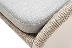 "Милан" стул плетеный из роупа, каркас алюминий светло-серый (RAL7035) муар, роуп серый меланж круглый, ткань светло-серая