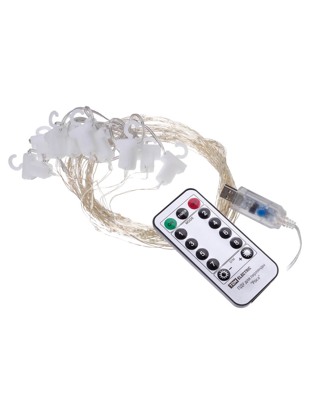 Гирлянда светодиодная "Роса - занавес" 2х2 м, 200LED, многоцветн., ПДУ, USB, IP20, TDM SQ0361-0088