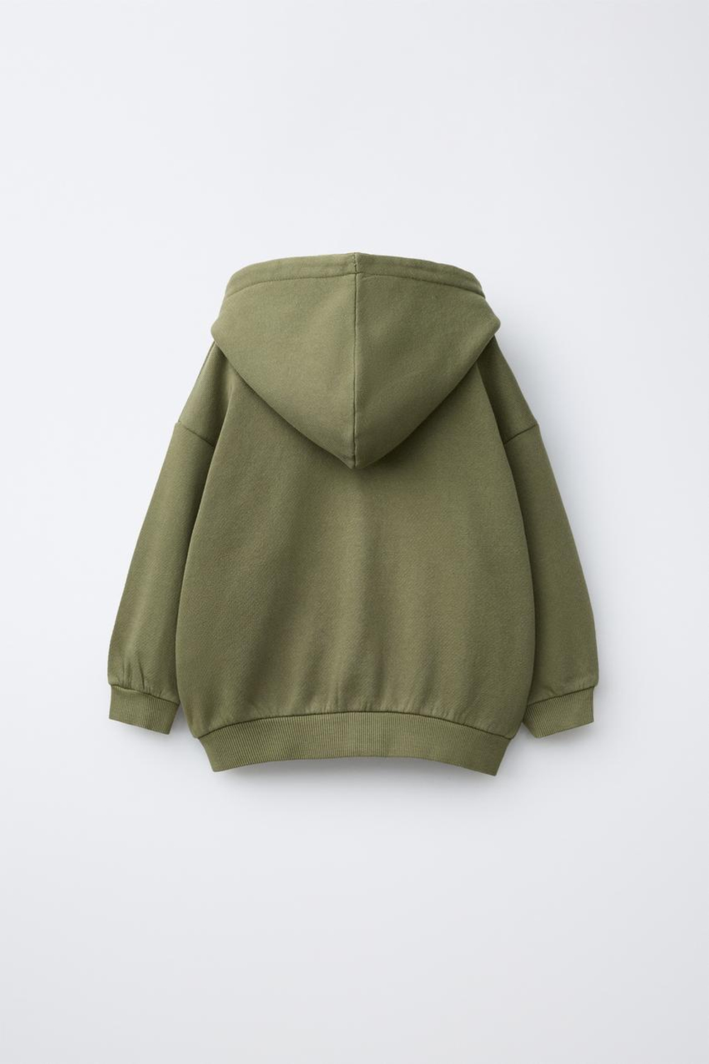 ZARA ТОЛСТОВКА НА МОЛНИИ С ВЫШИТЫМ ЛОГОТИПОМ, ХАКИ