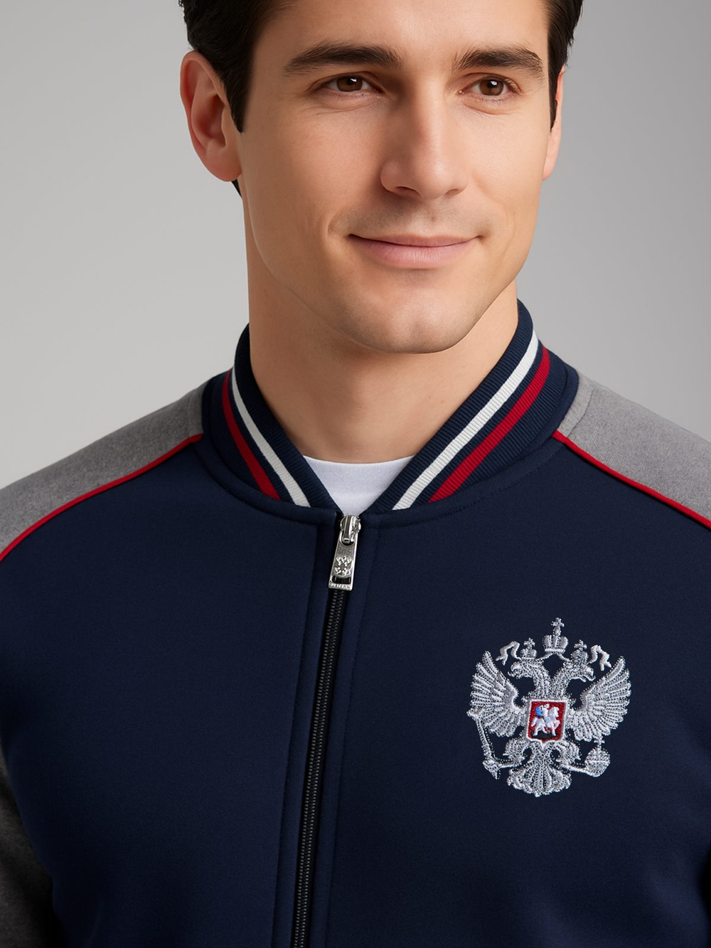 Спортивный костюм мужской RUSSIA 12M-RT-1860 сине-серый