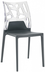 Стул пластиковый Papatya Ego-Rock, антрацит, прозрачный