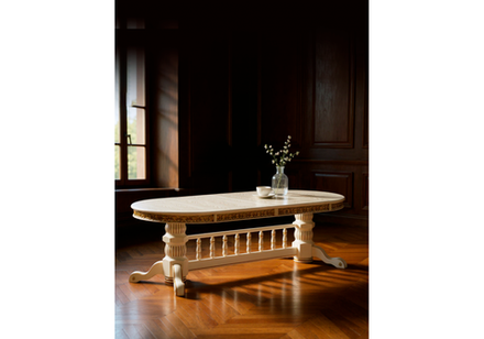 Стол деревянный Woodville Кассиль крем, золотая патина