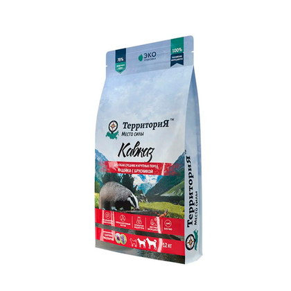 Сухой корм для щенков средних и крупных пород Индейка с брусникой ТерриториЯ Кавказ 12 кг