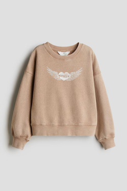 H&M Толстовка с контрастными деталями, бежевый