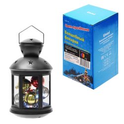 ULD-L1220-010-DTB-RGB BLACK Фонарь со светодиодной гирляндой внутри. на батарейке в комплект не входит. 10 светодиодов. RGB свет. Режим мигания. Черный корпус. 12x20 см. TM Uniel.