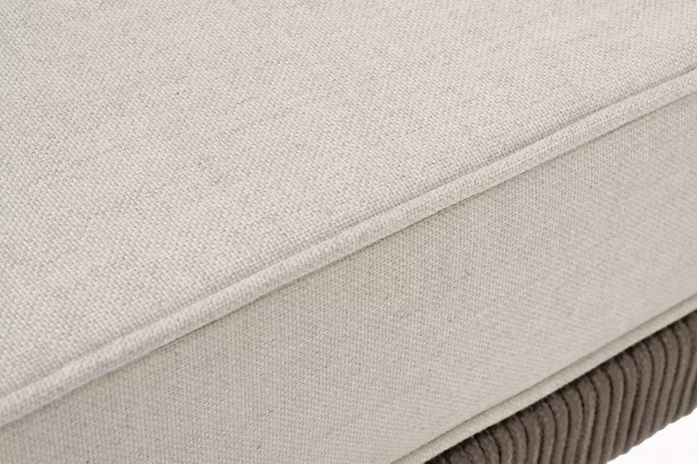 "Канны" угловой модуль плетеный из роупа, каркас алюминий коричневый (RAL8016) муар, роуп коричневый круглый, ткань бежевая 035