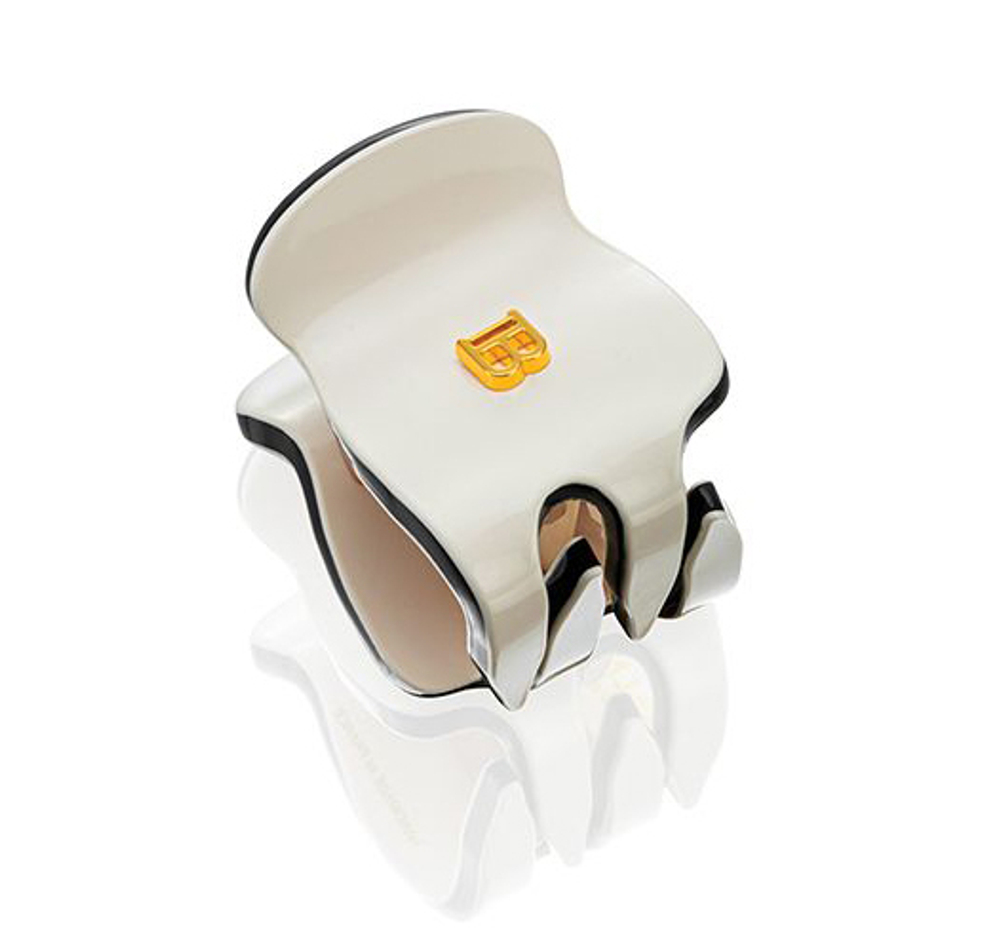Balmain Hair Couture Заколка-краб бело-черная размер XS Cellulose Acetate Pince a Cheveux Extra Small White/Black