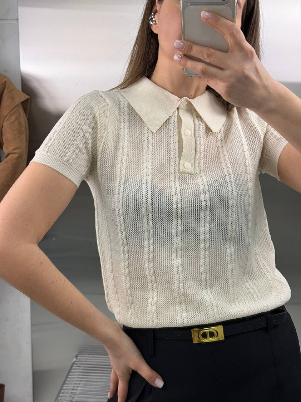 Футболка-поло женская арт. 0201 цвет "бежевый"