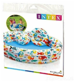 Детский надувной бассейн 132х28 см Ананас Intex 59469, игровой водный набор с надувным мячом и кругом для дачи