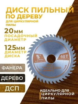 BUILD HOUSE Диск пильный 125 x 20; 40 зуб.