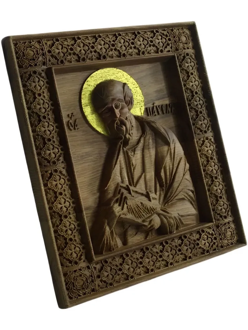 Освященная Икона Святого Апостола Павла резная из дуба