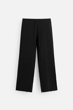 ZARA БРЮКИ ИЗ РЕЛЬЕФНОГО ТРИКОТАЖА, ЧЕРНЫЙ