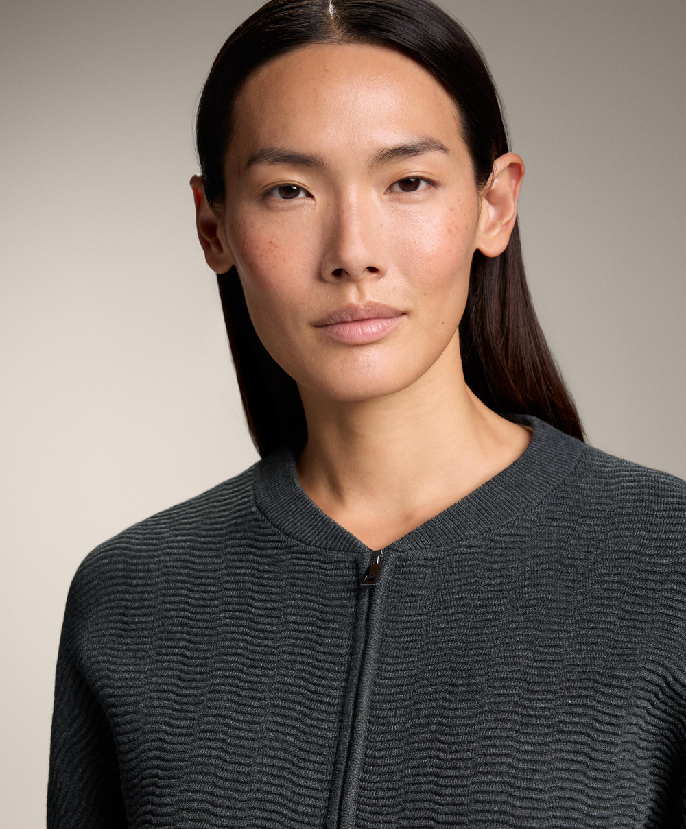 Oysho Куртка из рельефной ткани на молнии, темно-серый