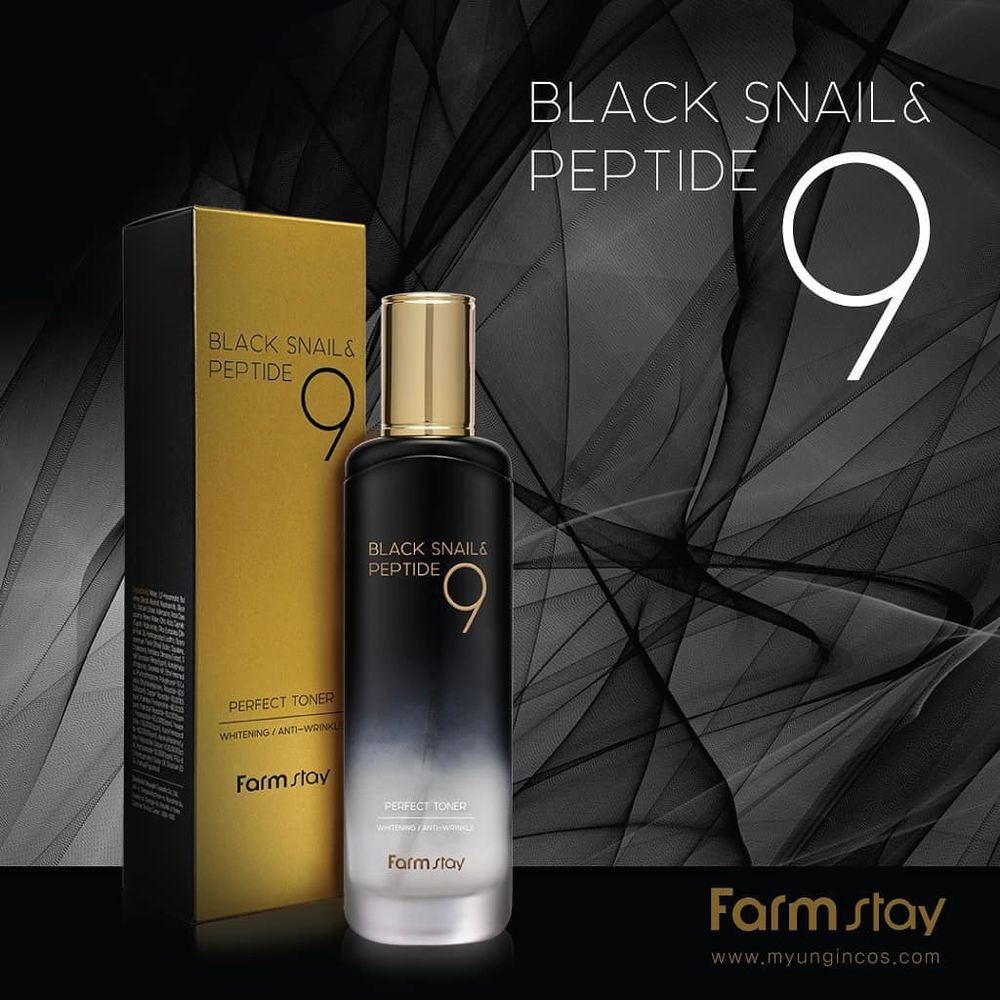 FarmStay. Тонер с муцином черной улитки и пептидами Black Snail &amp; Peptide 9 Perfect Toner