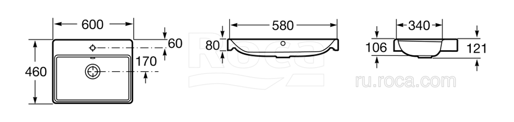 Раковина Roca Ona 60х46 мебельная ZRU9307561