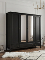 Шкаф 233х68х220, Джоли, распашной, 4 двери, с ящиками для одежды, из массива березы, черный, Makosa