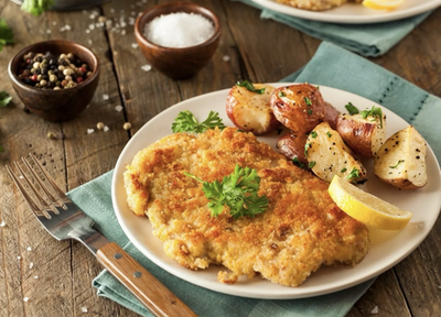 Эскалоп с запеченным картофелем 150/110 гр