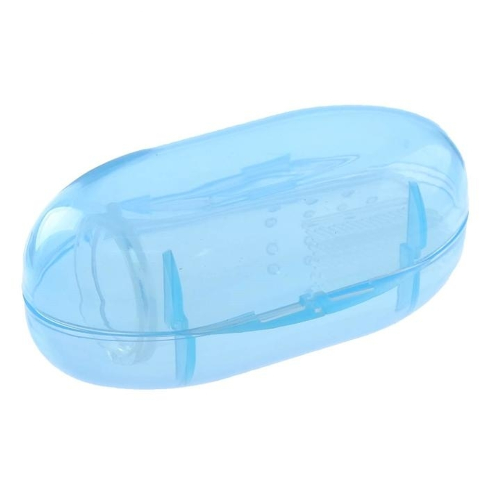 Зубная щётка детская, силиконовая, на палец, в контейнере, от 0 мес., цвет голубой 2932006