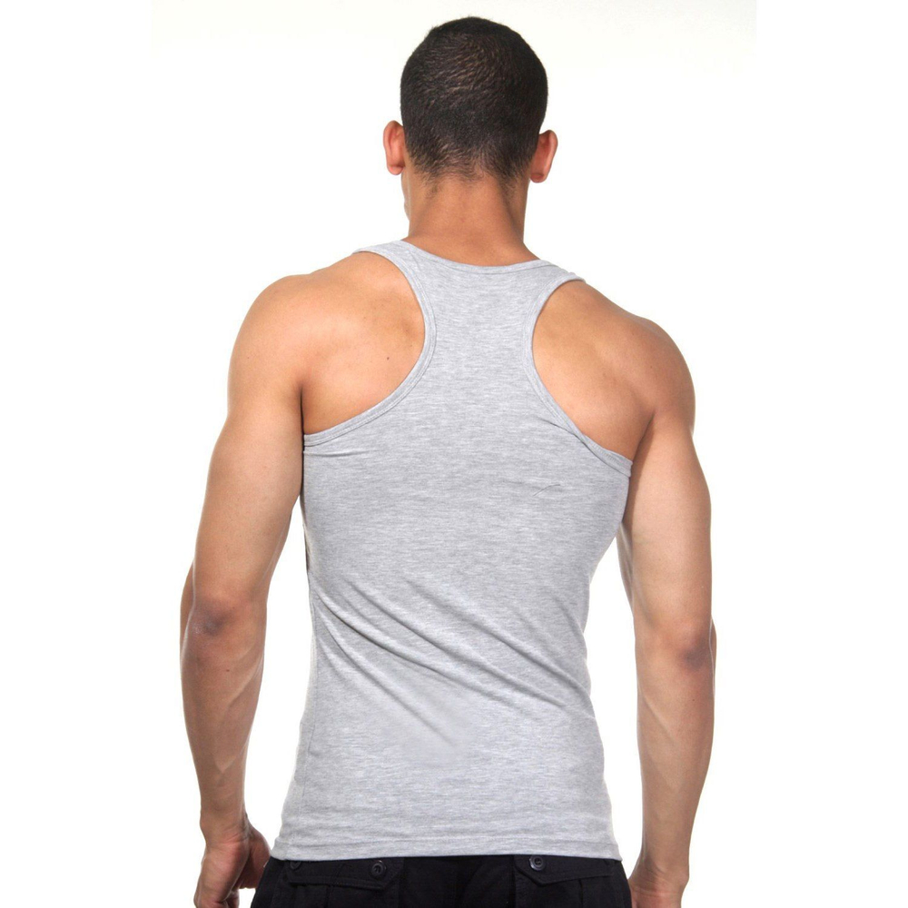 Серая меланжевая хлопковая майка-борцовка (Размер: L) (Цвет: серый)