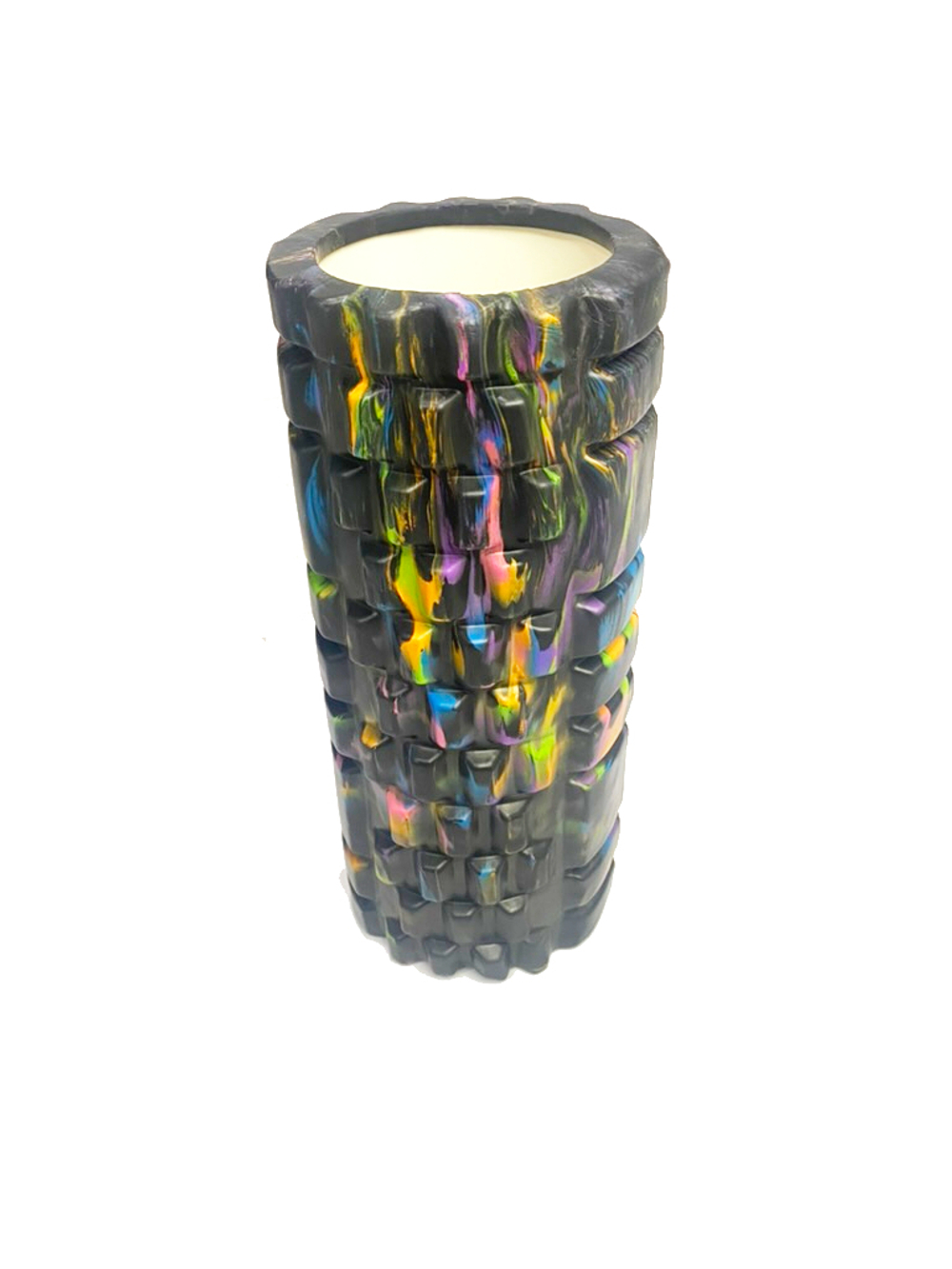 Ролик массажный для йоги Coneli Yoga Mesh 33x14 см черная радуга