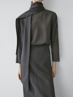 Massimo Dutti Струящаяся блузка - STUDIO, антрацитовый