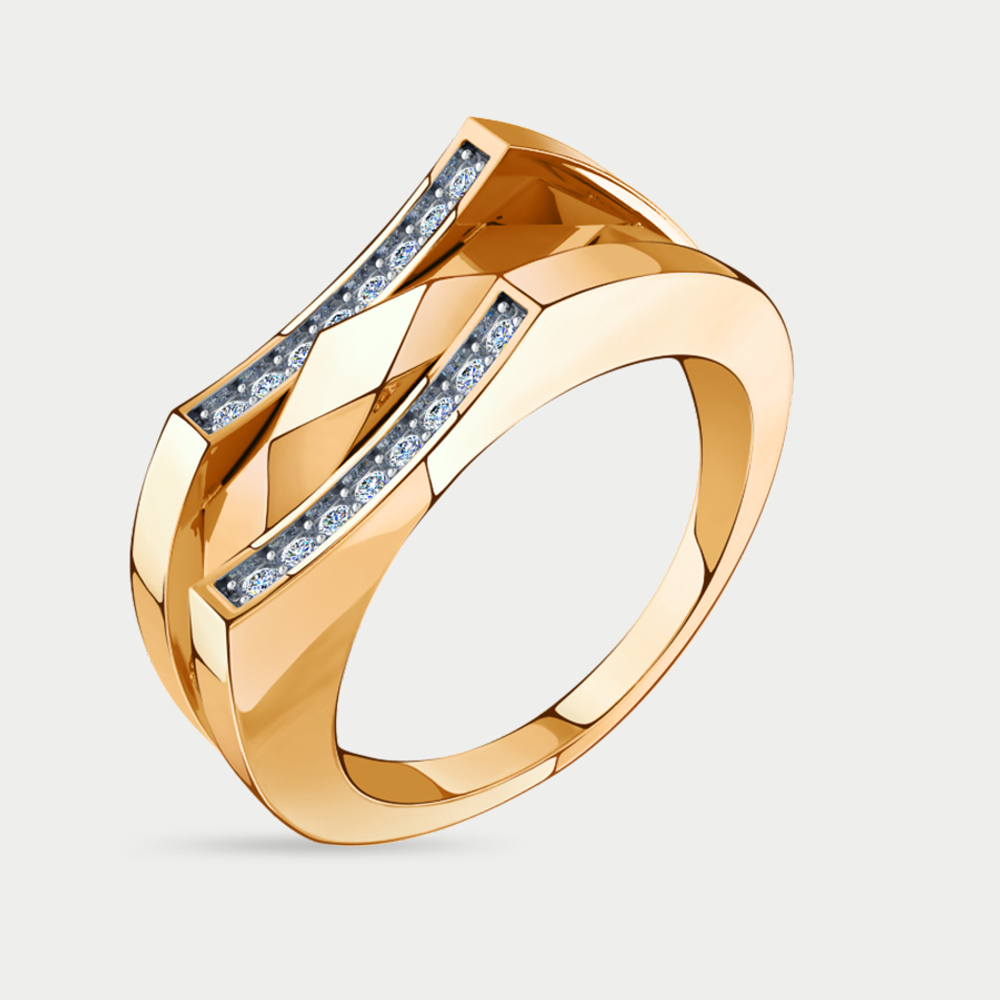 Кольцо для женщин из розового золота 585 пробы с фианитами (арт. 08-118339)