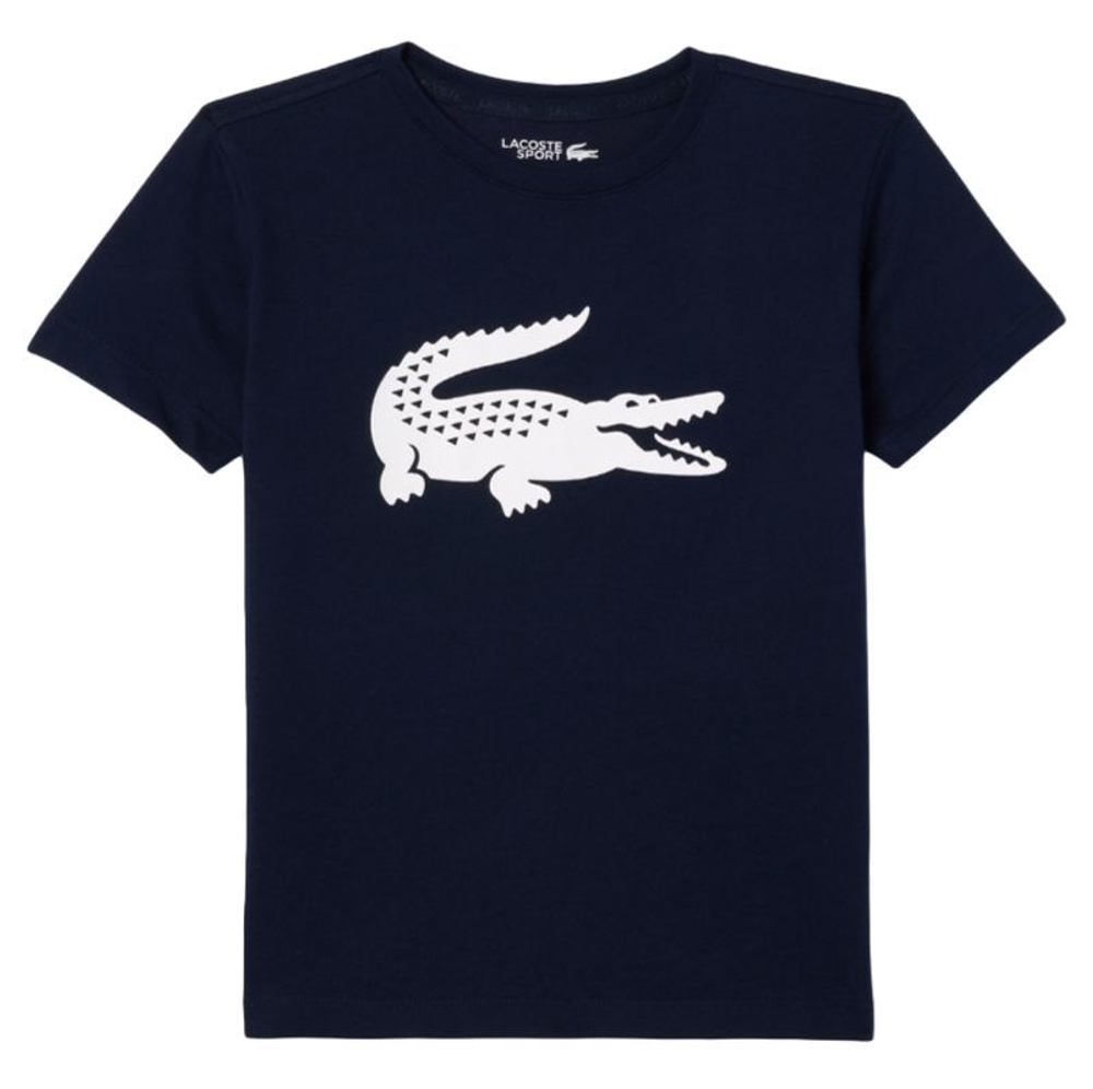 Детская теннисная футболка Lacoste Boys SPORT Tennis Technical Jersey Oversized Croc T-Shirt - Blue