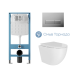 Комплет Aqueduto Tecnica Novo Инсталляция + панель смыва RETANGULO Novo хром + унитаз OVO Daily T