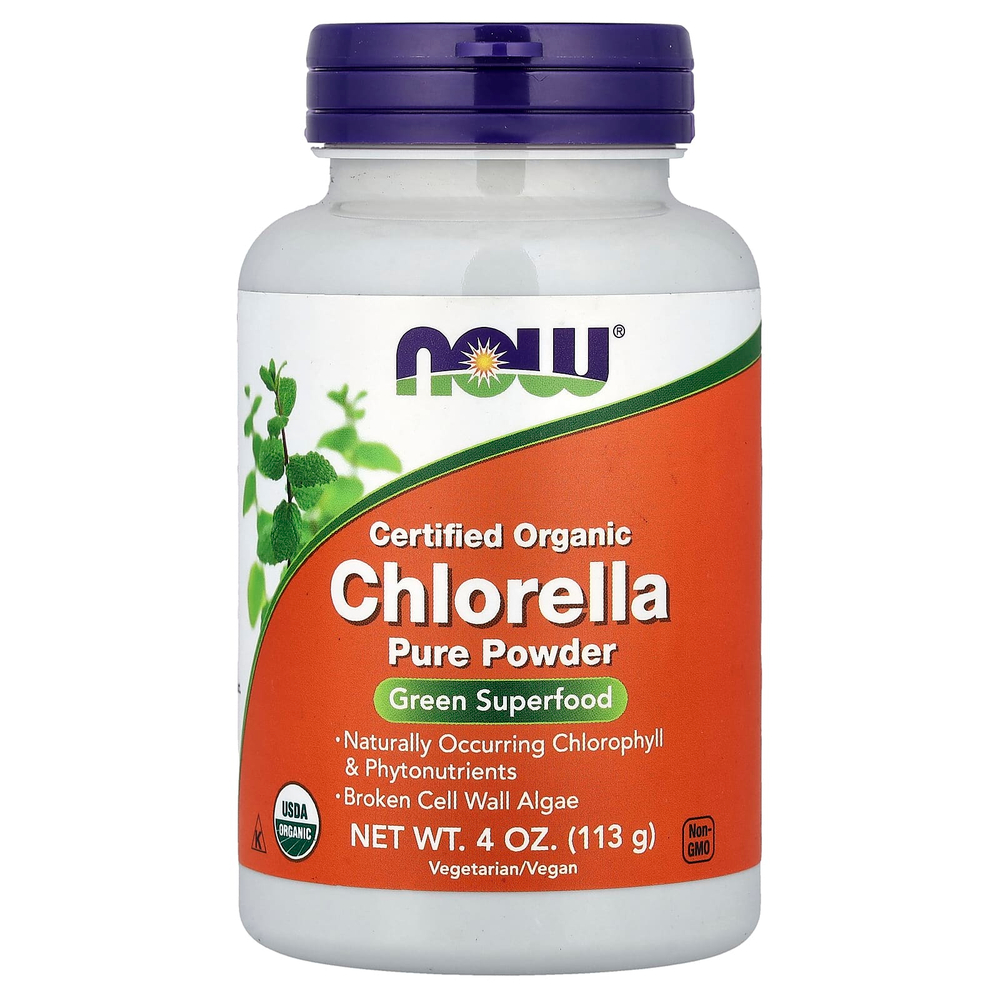 NOW Foods, сертифицированная органическая хлорелла в порошке, 113 г (4 унции)