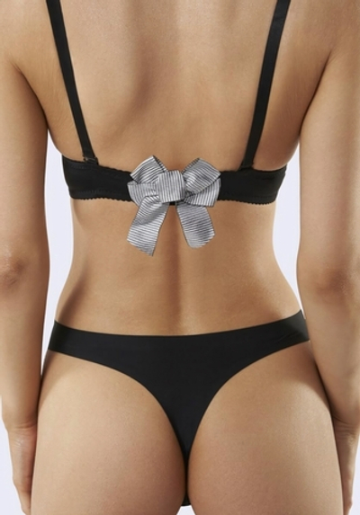 Черно-белый бант в гусиную лапку на 2 крючка для сокрытия застёжки бюстгальтера (Цвет: черный с белым)