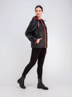 Куртка женская кожаная натуральная с капюшоном Турция