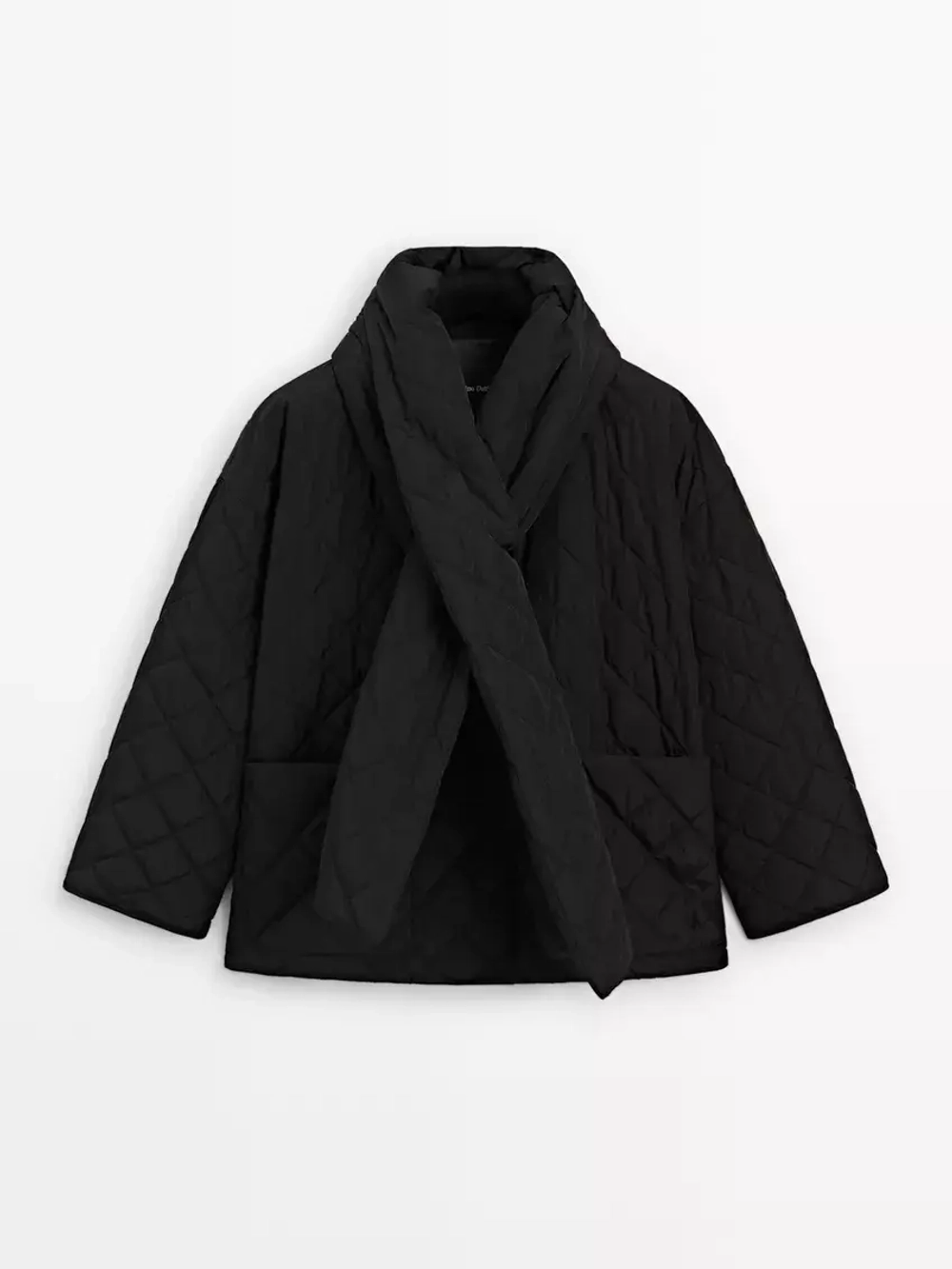 Massimo Dutti Непромокаемый пуховик с шарфом, черный