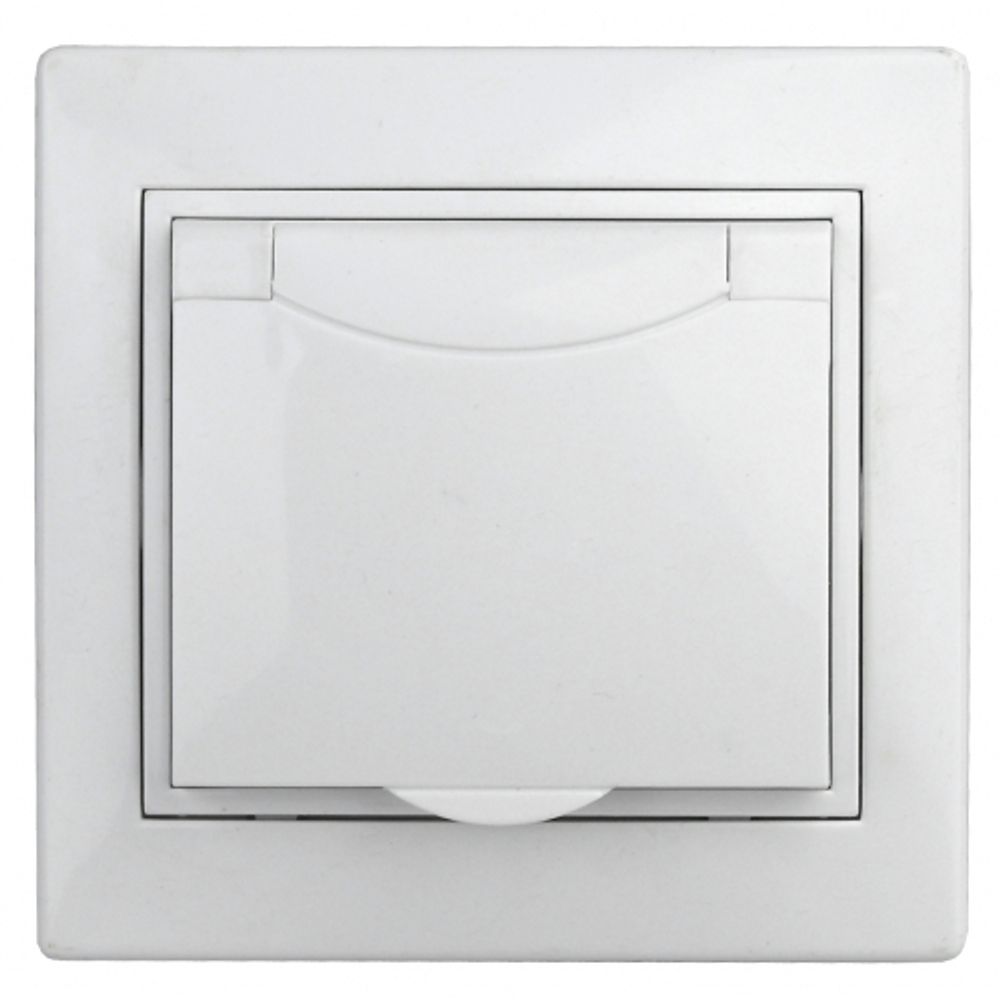 Розетка Intro Plano 1-207-01 с заземлением 2P+E Schuko с крышкой шторками, 16А-250В, IP20, СУ, белый | Intro Plano Белый
