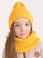 Шапка тыква из смесовой шерсти однослойная "Горчица"