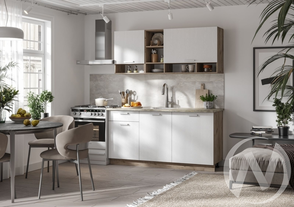 Кухня Рица ЛДСП 1.6 (дуб крафт серый/белый)