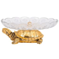 Фруктовница-конфетница Черепаха со стеклянной чашей 1257 Бронза