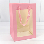 Пакет подарочный 20х30х16см с окошком (Розовый)