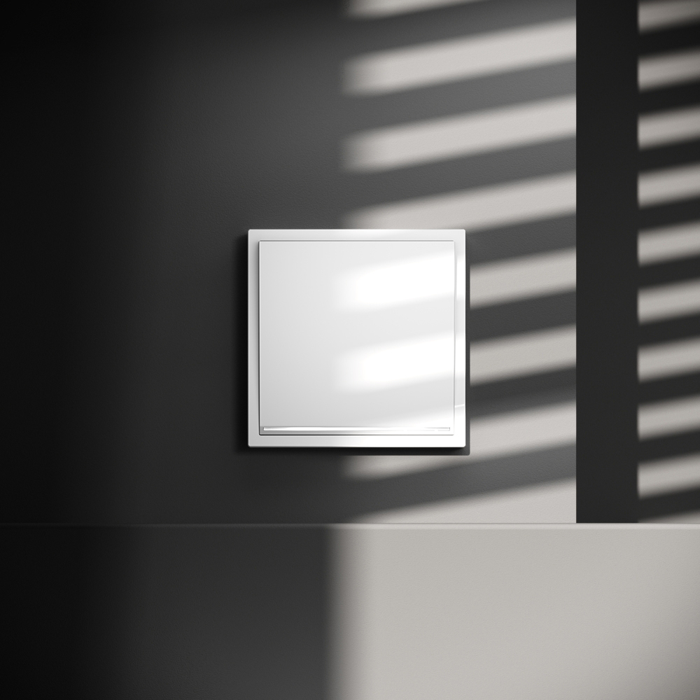 Проходной переключатель встраиваемый VOLTUM S70 одноклавишный с подсветкой 10А, (белый глянцевый)