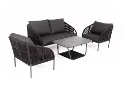 "Канны" лаунж-зона 4-местная плетеная из роупа (веревки), цвет темно-серый