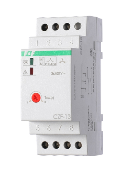 Реле контроля фаз для сетей с изолированной нейтралью CZF-13 3х400В 8А 1Z 1R IP20