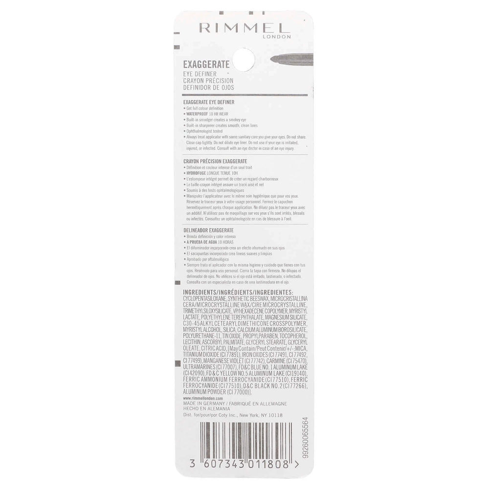 Rimmel London, Exuggerate, подводка для глаз, оттенок 261 черный, 0,28 г (0,009 унции)