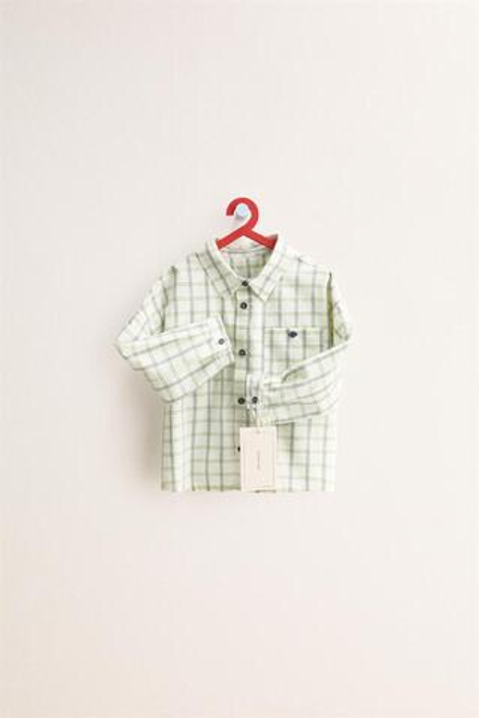 ZARA TIMELESS - РУБАШКА В КЛЕТКУ С КАРМАНОМ, ЭКРЮ