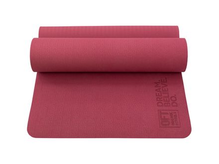 Коврик для йоги и фитнеса 185 х 80 см толщина 8 мм TPE бордовый