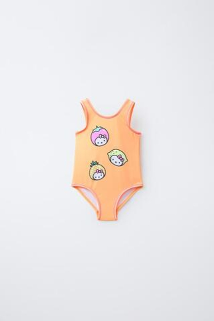 ZARA КУПАЛЬНИК С ПРИНТОМ HELLO KITTY © SANRIO, ОРАНЖЕВЫЙ