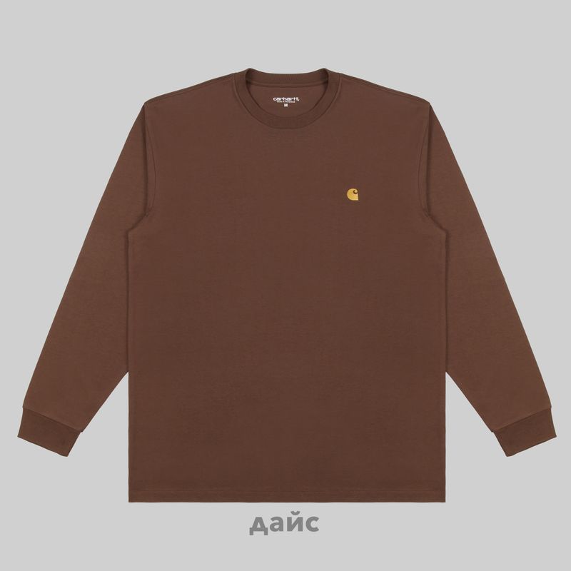 Лонгслив мужской Carhartt WIP Chase артикул:I026392_chocolate - купить в магазине Дайс