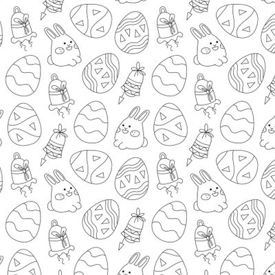 Милые пасхальные кролики, пасхальные яйца и колокольчики2