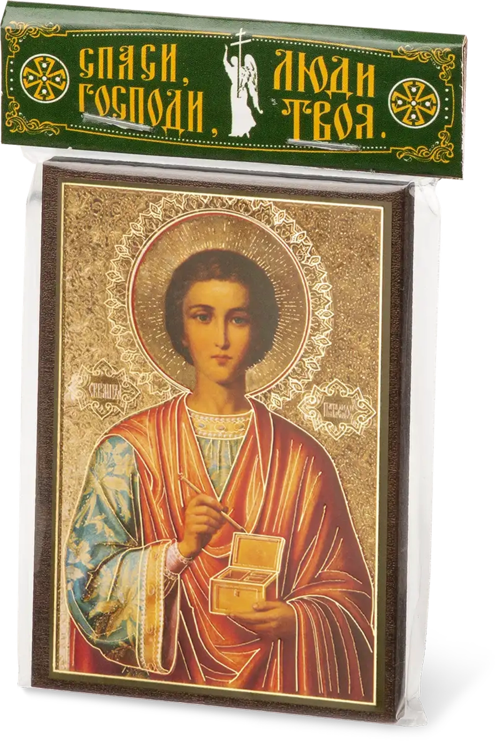 Икона "Пантелеймон Целитель" 6х9 на МДФ-6